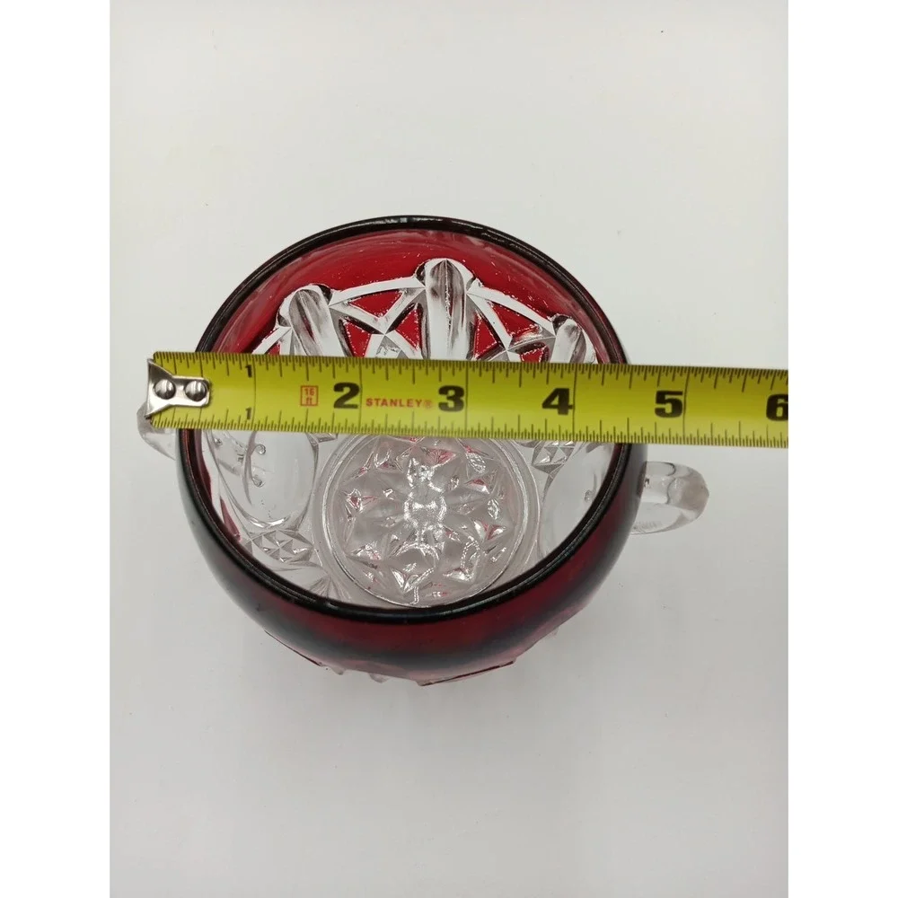 VTG Triple Triangle Ruby Stained Doyle & Co 876‎ EAPG Sugar Bowl Antique